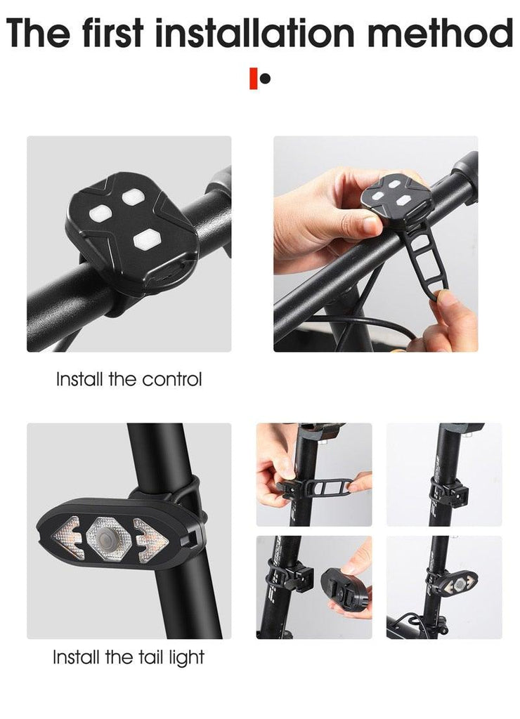 Smart Bike Light Wireless Remote Control Cycling Turning Signal Taillight USB Bicycle Rechargeable Rear Light LED Warning Lamp Bicycle Rear Light Safety Warning Bike Lights Brightest Bike Indicators Fit Saddle Rears - UrbanCycling.com