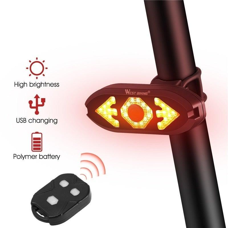 Smart Bike Light Wireless Remote Control Cycling Turning Signal Taillight USB Bicycle Rechargeable Rear Light LED Warning Lamp Bicycle Rear Light Safety Warning Bike Lights Brightest Bike Indicators Fit Saddle Rears - UrbanCycling.com