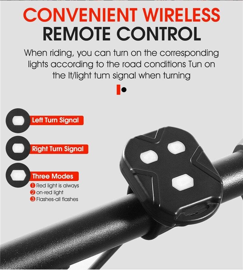 Smart Bike Light Wireless Remote Control Cycling Turning Signal Taillight USB Bicycle Rechargeable Rear Light LED Warning Lamp Bicycle Rear Light Safety Warning Bike Lights Brightest Bike Indicators Fit Saddle Rears - UrbanCycling.com