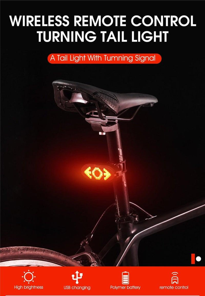 Smart Bike Light Wireless Remote Control Cycling Turning Signal Taillight USB Bicycle Rechargeable Rear Light LED Warning Lamp Bicycle Rear Light Safety Warning Bike Lights Brightest Bike Indicators Fit Saddle Rears - UrbanCycling.com