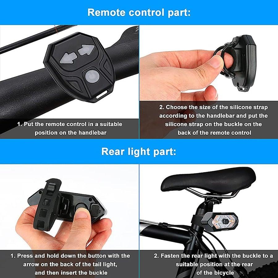 Smart Bike Light Wireless Remote Control Cycling Turning Signal Taillight USB Bicycle Rechargeable Rear Light LED Warning Lamp USB Bicycle Tail Light Wireless Remote Control Back Bike Light For Night Riding Safety Warning Cycling Lights - UrbanCycling.com