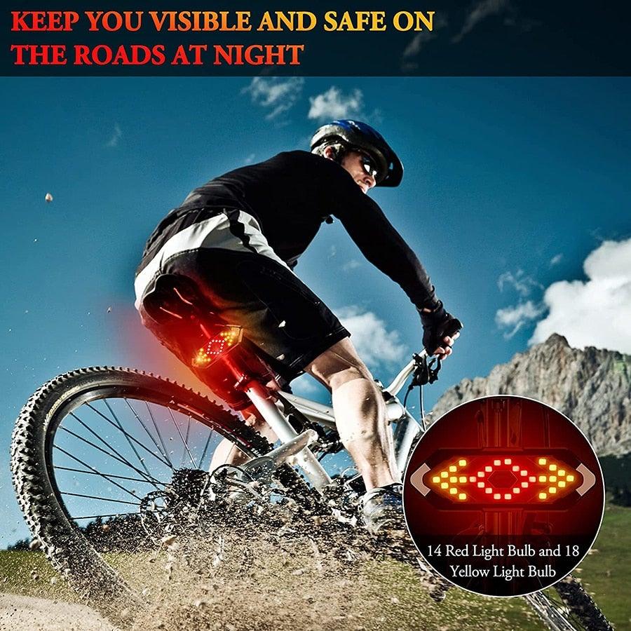 Smart Bike Light Wireless Remote Control Cycling Turning Signal Taillight USB Bicycle Rechargeable Rear Light LED Warning Lamp USB Bicycle Tail Light Wireless Remote Control Back Bike Light For Night Riding Safety Warning Cycling Lights - UrbanCycling.com