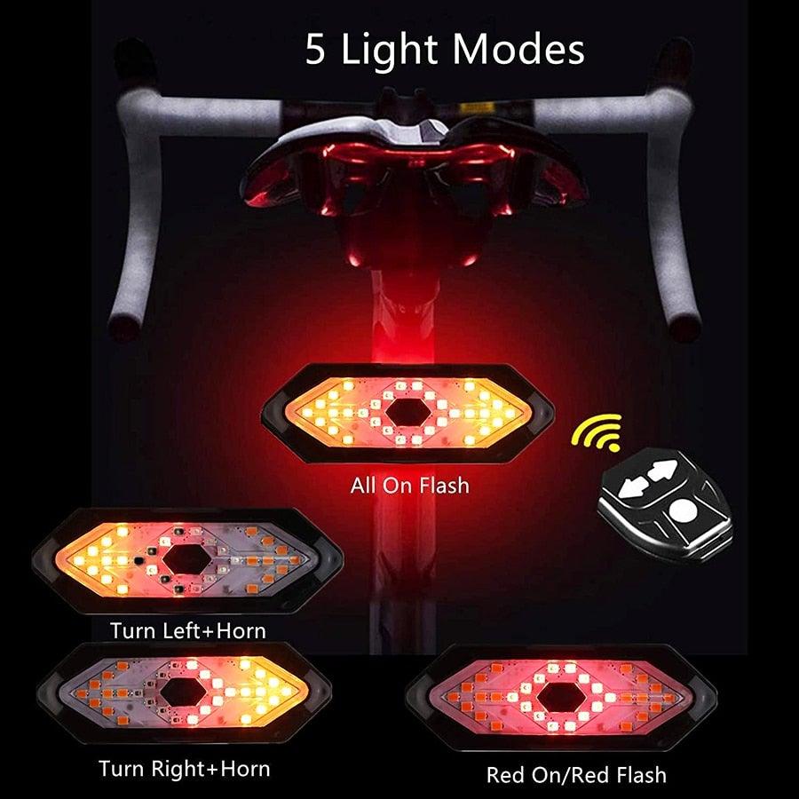 Smart Bike Light Wireless Remote Control Cycling Turning Signal Taillight USB Bicycle Rechargeable Rear Light LED Warning Lamp USB Bicycle Tail Light Wireless Remote Control Back Bike Light For Night Riding Safety Warning Cycling Lights - UrbanCycling.com