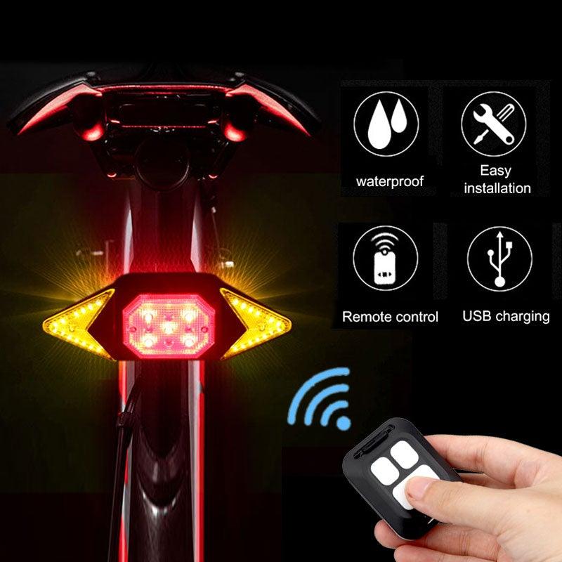 Smart Bike Light Wireless Remote Control Cycling Turning Signal Taillight USB Bicycle Rechargeable Rear Light Turn Signals With Wireless Remote Rechargeable Safety Warning Cycling Light Fits On Any Bicycle - UrbanCycling.com