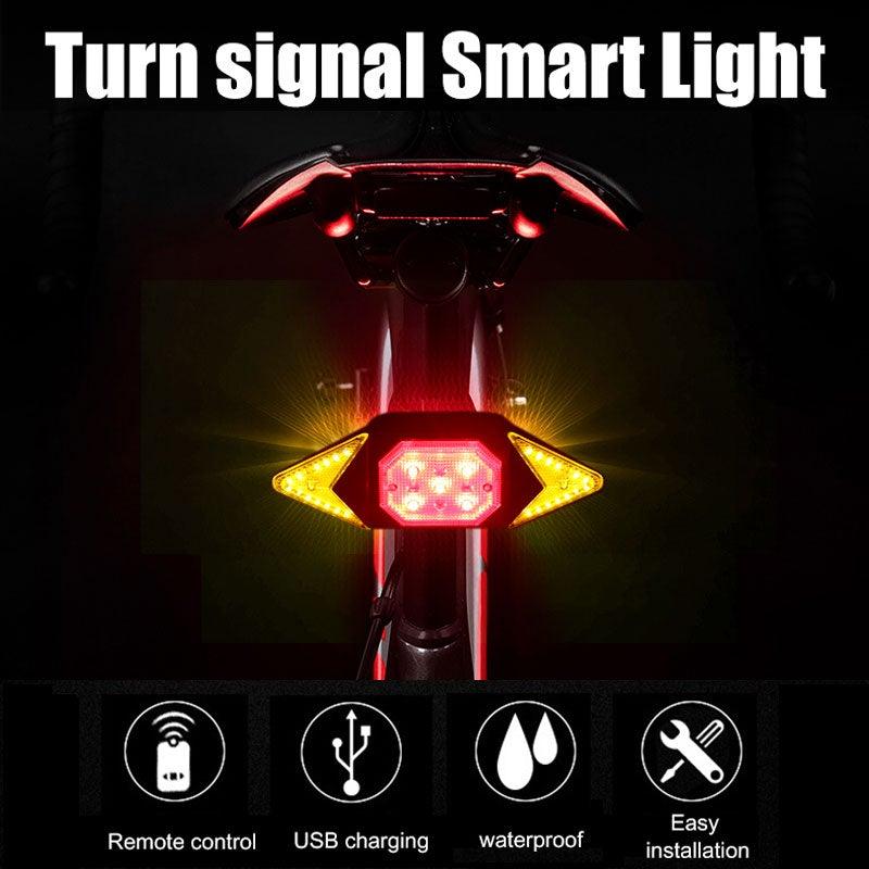 Smart Bike Light Wireless Remote Control Cycling Turning Signal Taillight USB Bicycle Rechargeable Rear Light Turn Signals With Wireless Remote Rechargeable Safety Warning Cycling Light Fits On Any Bicycle - UrbanCycling.com