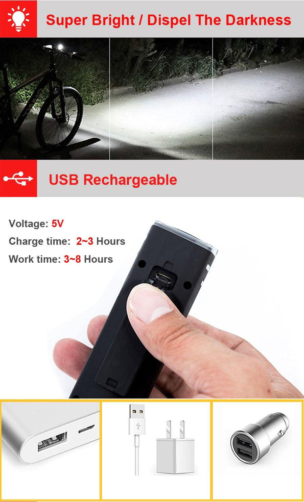 Smart Induction Bicycle Front Light Set USB Rechargeable Rear Light LED Headlight Bike Lamp Cycling Flash Light Front And Rear Rechargeable Waterproof Bike Headlight And Tail Light Set Smart Bright Bike Lights For Bike - UrbanCycling.com
