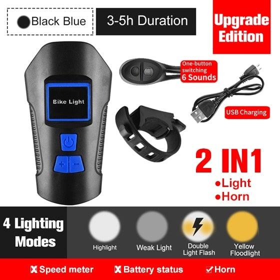 Smart Waterproof Bicycle Light USB Rechargeable Bike Front Light Flashlight With Bike Computer LCD Speedometer Waterproof Bicycles Light And Odometer Horn For Safe Cycling 4 Modes Fits For All Mountain Road Bikes - UrbanCycling.com