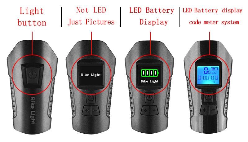 Smart Waterproof Bicycle Light USB Rechargeable Bike Front Light Flashlight With Bike Computer LCD Speedometer Waterproof Bicycles Light And Odometer Horn For Safe Cycling 4 Modes Fits For All Mountain Road Bikes - UrbanCycling.com