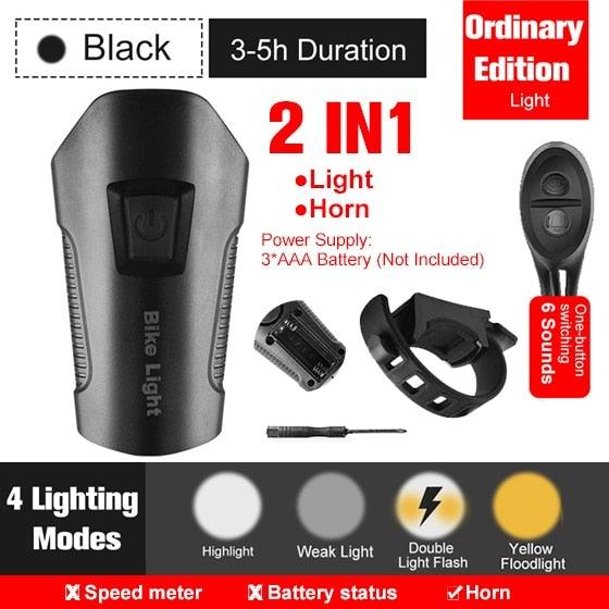 Smart Waterproof Bicycle Light USB Rechargeable Bike Front Light Flashlight With Bike Computer LCD Speedometer Waterproof Bicycles Light And Odometer Horn For Safe Cycling 4 Modes Fits For All Mountain Road Bikes - UrbanCycling.com