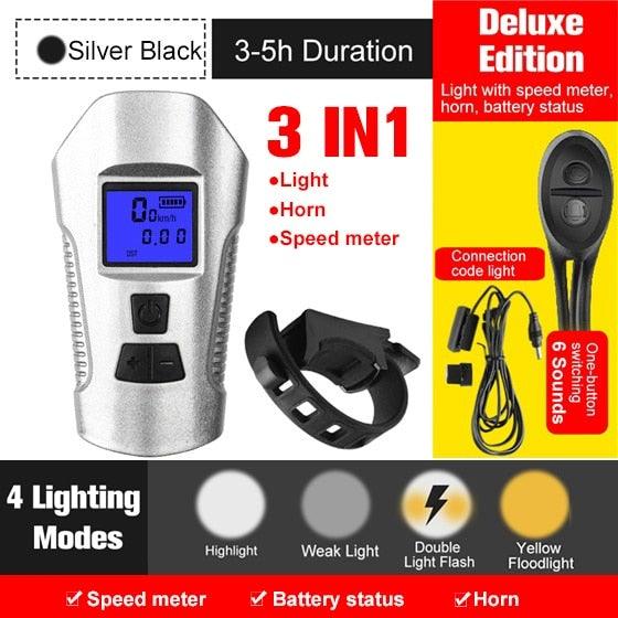 Smart Waterproof Bicycle Light USB Rechargeable Bike Front Light Flashlight With Bike Computer LCD Speedometer Waterproof Bicycles Light And Odometer Horn For Safe Cycling 4 Modes Fits For All Mountain Road Bikes - UrbanCycling.com