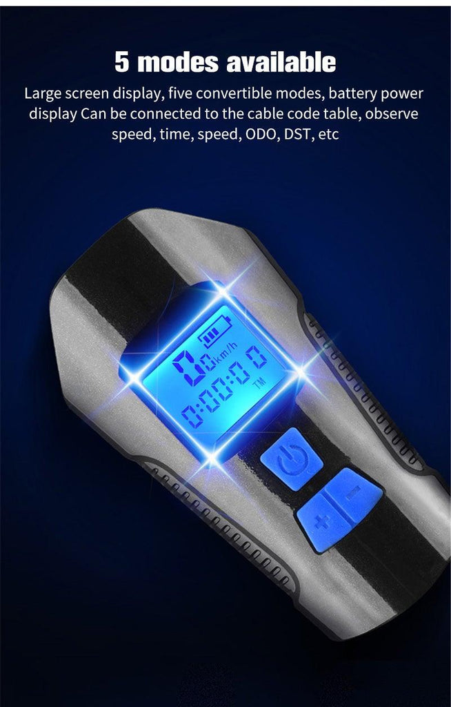 Smart Waterproof Bicycle Light USB Rechargeable Bike Front Light Flashlight With Bike Computer LCD Speedometer Waterproof Bicycles Light And Odometer Horn For Safe Cycling 4 Modes Fits For All Mountain Road Bikes - UrbanCycling.com