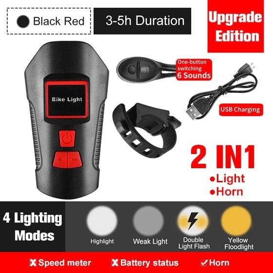 Smart Waterproof Bicycle Light USB Rechargeable Bike Front Light Flashlight With Bike Computer LCD Speedometer Waterproof Bicycles Light And Odometer Horn For Safe Cycling 4 Modes Fits For All Mountain Road Bikes - UrbanCycling.com
