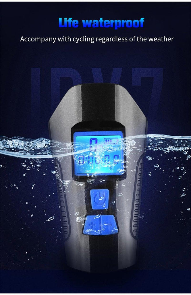 Smart Waterproof Bicycle Light USB Rechargeable Bike Front Light Flashlight With Bike Computer LCD Speedometer Waterproof Bicycles Light And Odometer Horn For Safe Cycling 4 Modes Fits For All Mountain Road Bikes - UrbanCycling.com