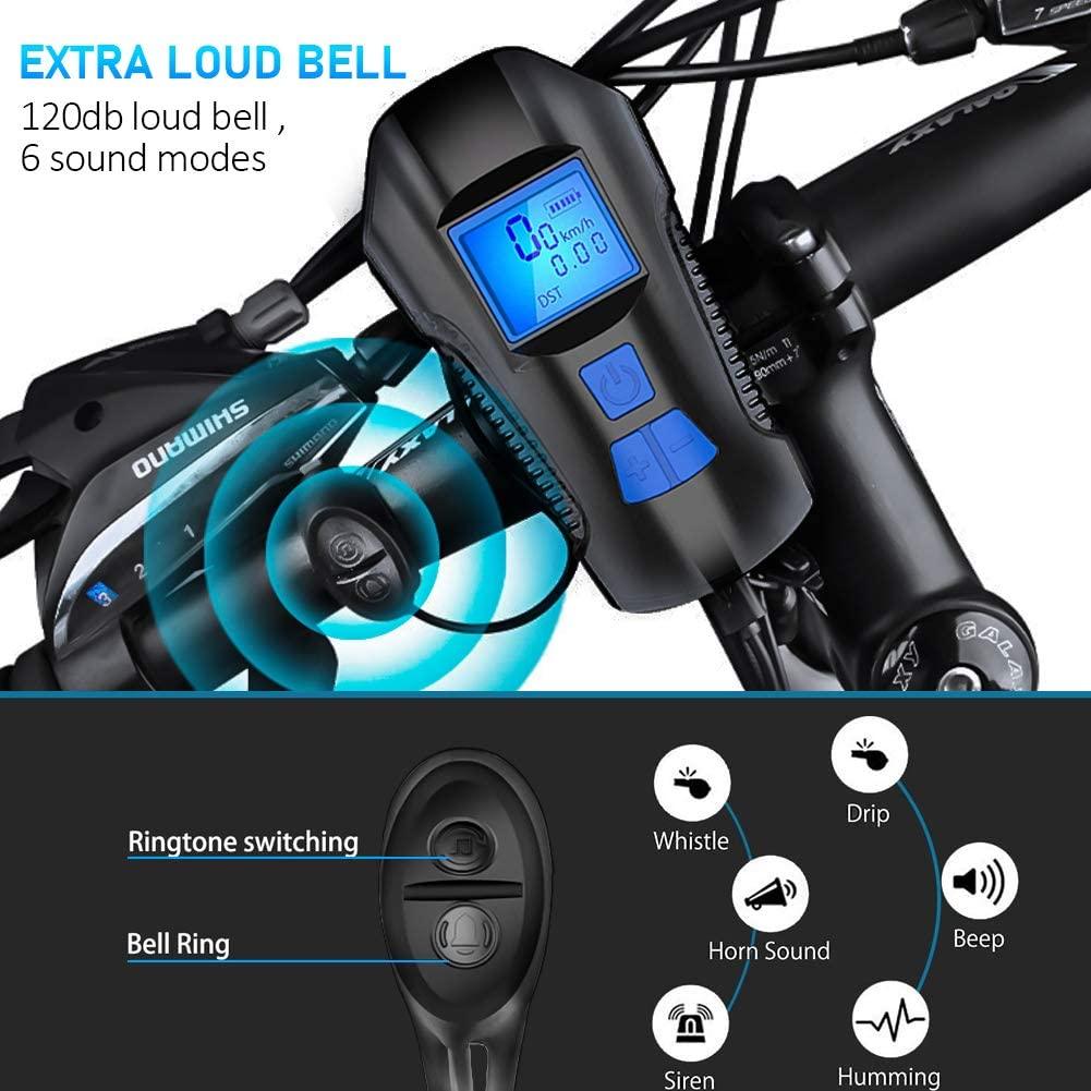 Smart Waterproof Bicycle Light USB Rechargeable Bike Front Light Flashlight With Bike Computer LCD Speedometer Waterproof Bicycles Light And Odometer Horn For Safe Cycling 4 Modes Fits For All Mountain Road Bikes - UrbanCycling.com