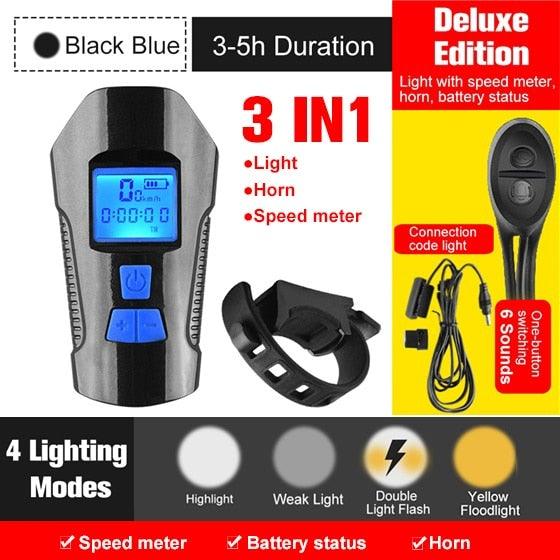 Smart Waterproof Bicycle Light USB Rechargeable Bike Front Light Flashlight With Bike Computer LCD Speedometer Waterproof Bicycles Light And Odometer Horn For Safe Cycling 4 Modes Fits For All Mountain Road Bikes - UrbanCycling.com