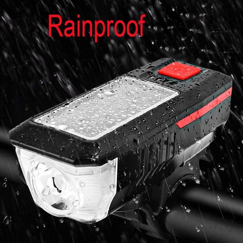 Solar Charging Bicycle Light LED Road Mountain Bike Front Light Waterproof Bicycle Bell Light Rechargeable Headlight Horn Solar Powered USB 3 Mode Bicycle Headlight Combinations Front Light And Bell For Cycling Riding - UrbanCycling.com