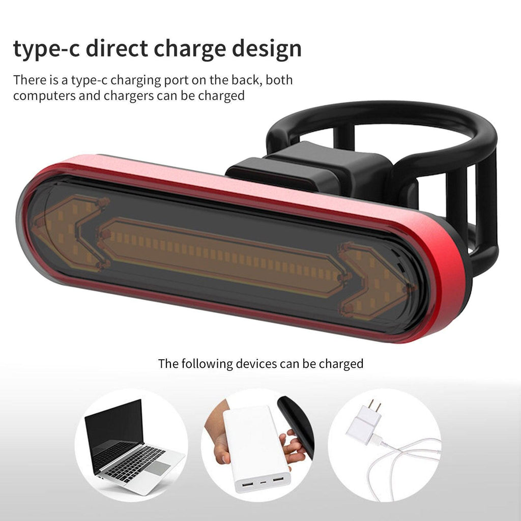 tBicycle Turn Signal Taillight USB Rechargeable Bicycle Tail Rear Light Turn Signal Braking Warning Wireless LED Ultra Bright LED Safety Warning Bike Brake Rear Lights Wireless Remote Control Modes Waterproof Suitable For Mountain Bike Road Bicycle - UrbanCycling.com