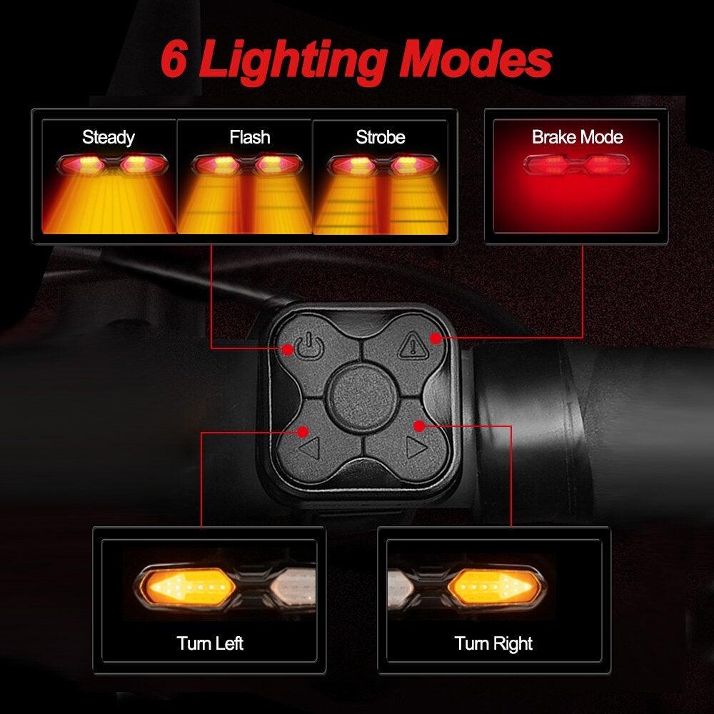 Turn Signals For Bicycle Light Bicycle Taillight Led Light With USB Charging Bicycle Lighting Safety Warning Brake Light Remote Control Bike Rear Light Back USB Rechargeable Safety Warning Cycling Light Fits On Any Road Bicycle - UrbanCycling.com