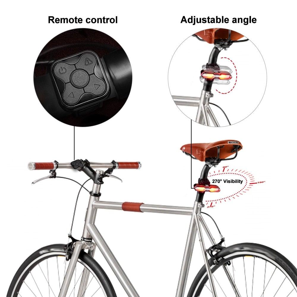 Turn Signals For Bicycle Light Bicycle Taillight Led Light With USB Charging Bicycle Lighting Safety Warning Brake Light Remote Control Bike Rear Light Back USB Rechargeable Safety Warning Cycling Light Fits On Any Road Bicycle - UrbanCycling.com
