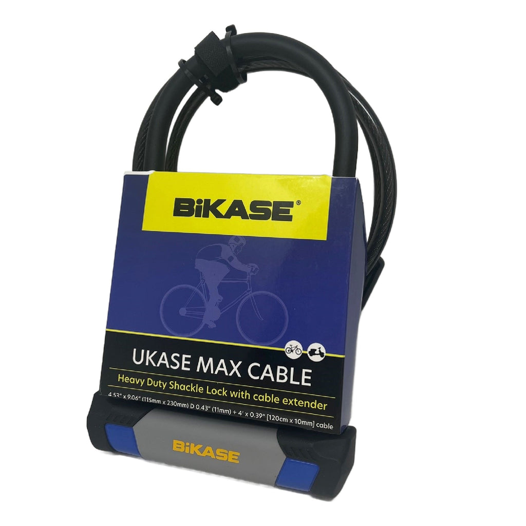 UKASE MAX Cable - Shackle: 4.53" x 9.06" (115mm x 230mm) Dia 0.43" (11mm) + 4' x .39" (120cm x 10mm) cable - UrbanCycling.com