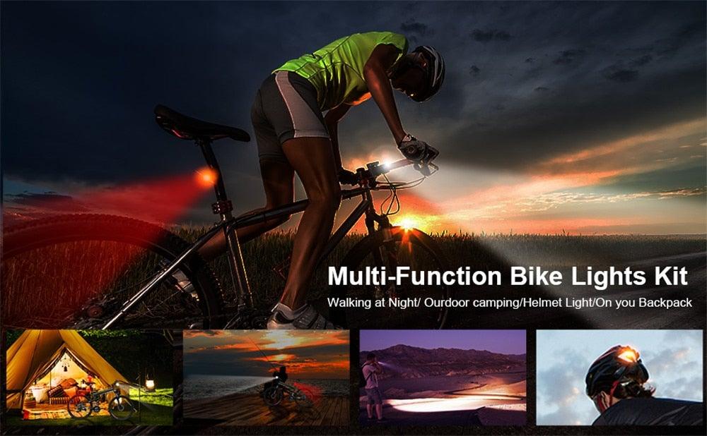 Ultra Bright Bicycle Light USB Rechargeable LED Bike Headlight Waterproof Bike Flashlight USB Rechargeable Bike Lights Front And Back 8 LED Bicycle Lights Front 5 Light Modes 15 - 30 Hours Working Time - UrbanCycling.com