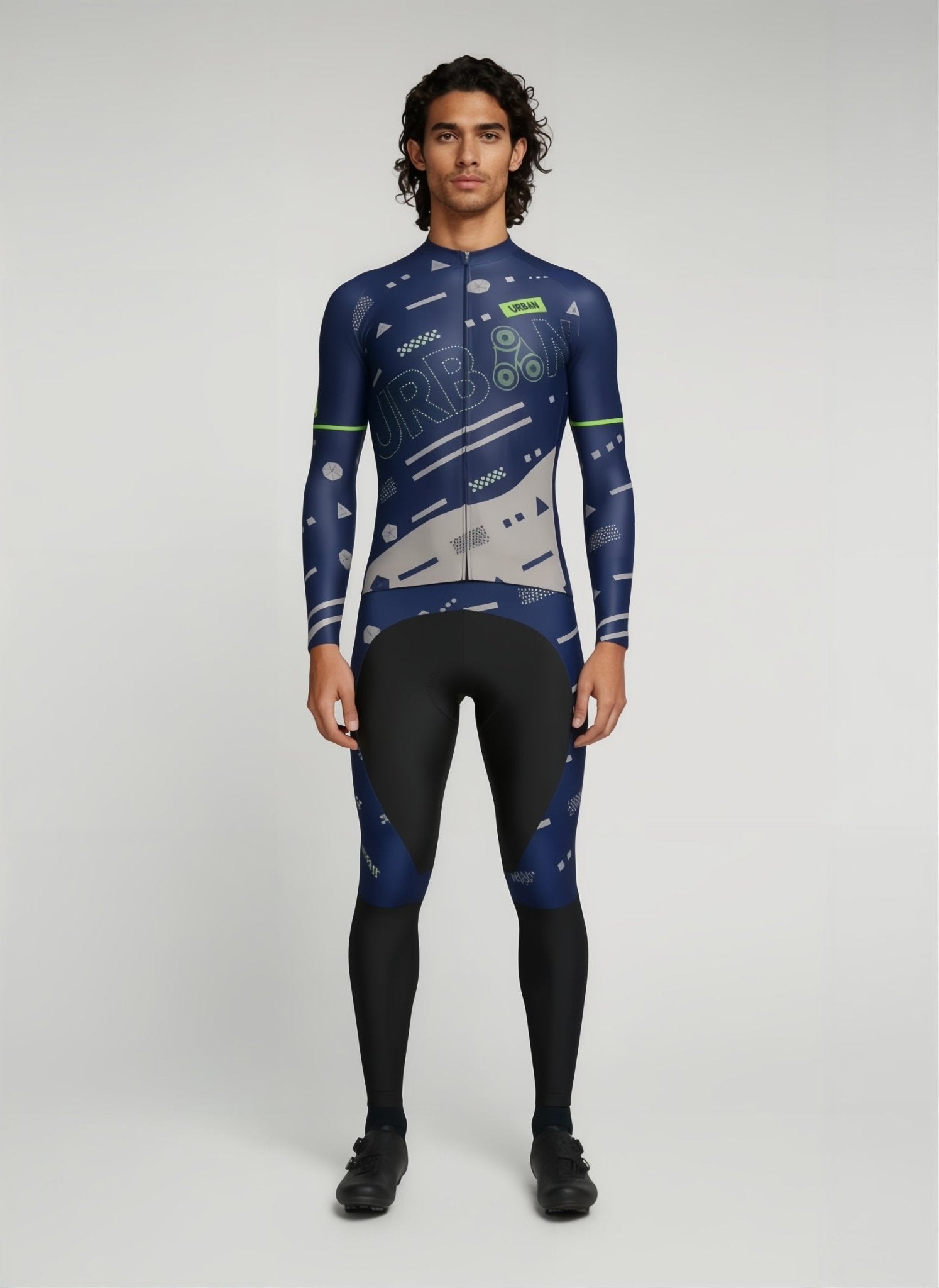 Urban Cycling Pro Geo Thermal Long Sleeve Jersey & Cargo Bib Tights Kit – Winter Cycling Performance and Storage Jersey Only / 3XL