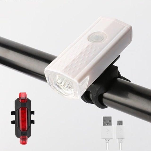 USB Rechargeable 3 Mode Bicycle Front Light Lamp Bike Headlight Cycling LED Powerful Bicycle Front Headlight Waterproof Bike Headlight End Tail Light Set 300 Lumen - UrbanCycling.com