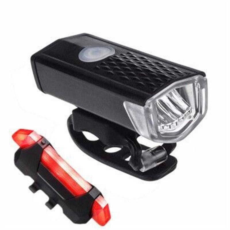 USB Rechargeable 3 Mode Bicycle Front Light Lamp Bike Headlight Cycling LED Powerful Bicycle Front Headlight Waterproof Bike Headlight End Tail Light Set 300 Lumen - UrbanCycling.com