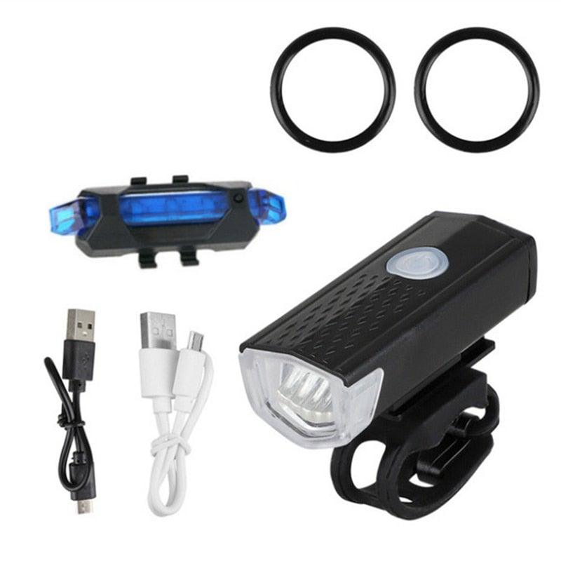 USB Rechargeable 3 Mode Bicycle Front Light Lamp Bike Headlight Cycling LED Powerful Bicycle Front Headlight Waterproof Bike Headlight End Tail Light Set 300 Lumen - UrbanCycling.com