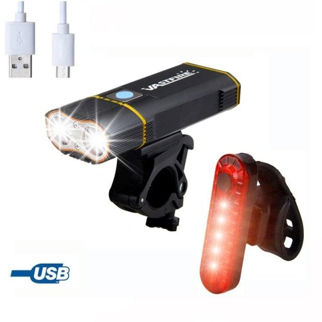 USB Rechargeable Handlebar Headlight Front Bike Light LED Lamp Built - In Rechargeable Bike Light Front And Rear Super Bright Bicycle Headlight And Tail Light Set 4 Lighting Modes - UrbanCycling.com