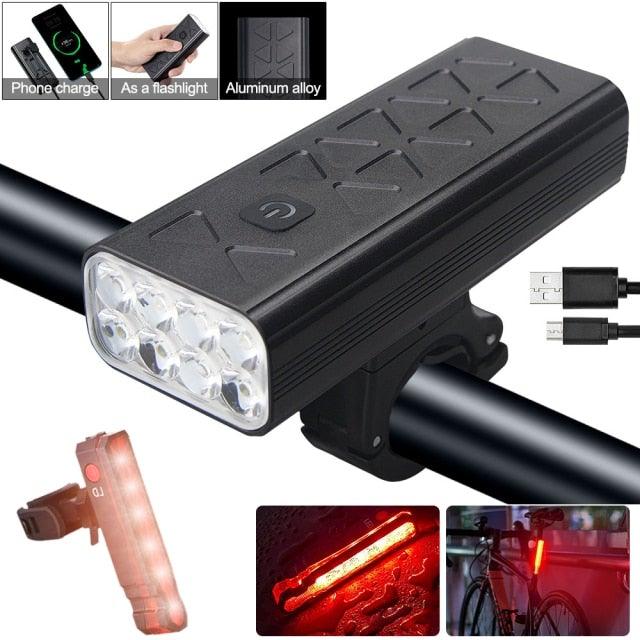 USB Rechargeable Handlebar Headlight Front Bike Light LED Lamp Built - In Rechargeable Bike Light Front And Rear Super Bright Bicycle Headlight And Tail Light Set 4 Lighting Modes - UrbanCycling.com