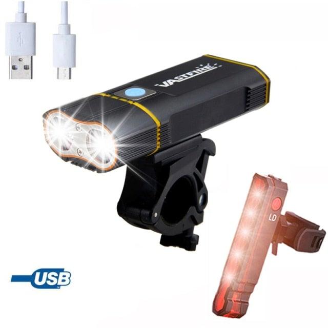 USB Rechargeable Handlebar Headlight Front Bike Light LED Lamp Built - In Rechargeable Bike Light Front And Rear Super Bright Bicycle Headlight And Tail Light Set 4 Lighting Modes - UrbanCycling.com