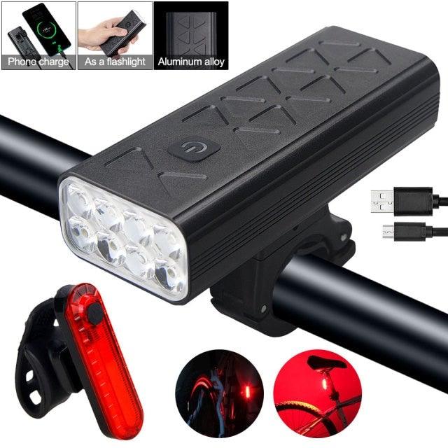 USB Rechargeable Handlebar Headlight Front Bike Light LED Lamp Built - In Rechargeable Bike Light Front And Rear Super Bright Bicycle Headlight And Tail Light Set 4 Lighting Modes - UrbanCycling.com