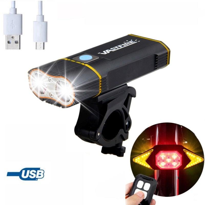 USB Rechargeable Handlebar Headlight Front Bike Light LED Lamp Built - In Rechargeable Bike Light Front And Rear Super Bright Bicycle Headlight And Tail Light Set 4 Lighting Modes - UrbanCycling.com