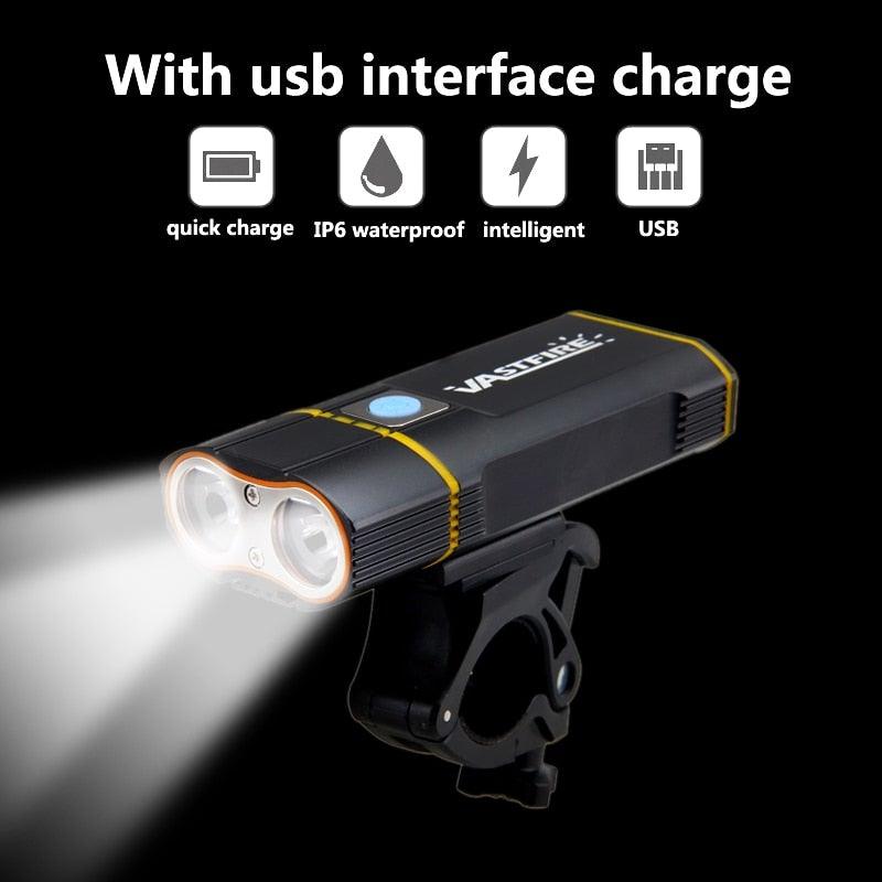 USB Rechargeable Handlebar Headlight Front Bike Light LED Lamp Built - In Rechargeable Bike Light Front And Rear Super Bright Bicycle Headlight And Tail Light Set 4 Lighting Modes - UrbanCycling.com