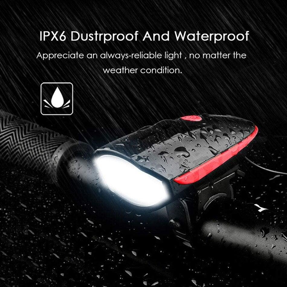 USB Rechargeable LED Display Light Bike Front Light Headlights Electric Horn Bell Cycling Rainproof Flashlight Waterproof Bicycle Lights With Horn Bike Lights For Road Electric Scooter And Mountain Bike Night Safety Flashlight - UrbanCycling.com
