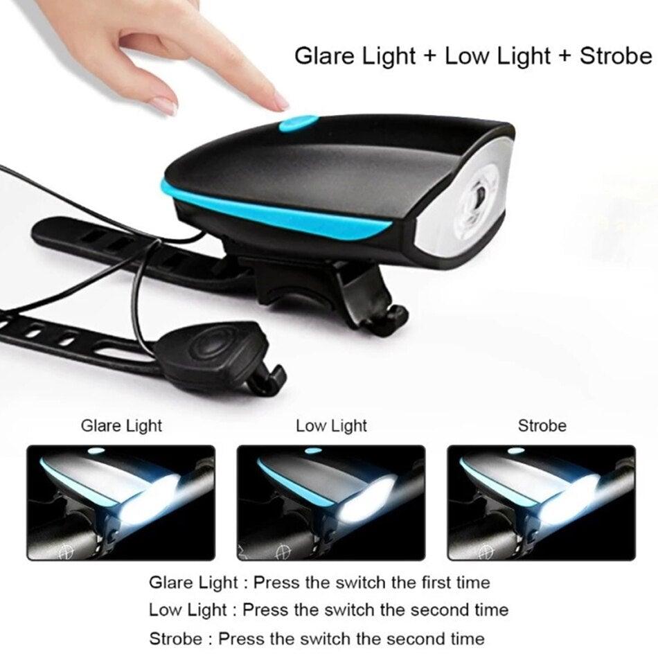 USB Rechargeable LED Display Light Bike Front Light Headlights Electric Horn Bell Cycling Rainproof Flashlight Waterproof Bicycle Lights With Horn Bike Lights For Road Electric Scooter And Mountain Bike Night Safety Flashlight - UrbanCycling.com