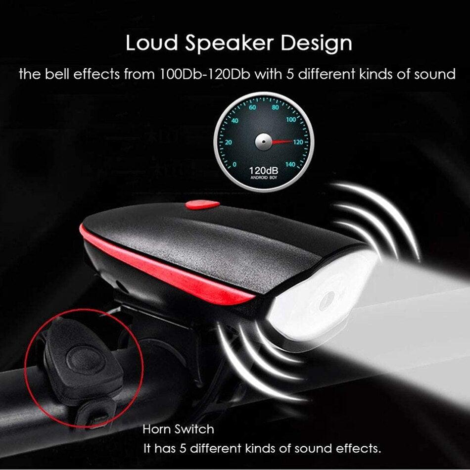 USB Rechargeable LED Display Light Bike Front Light Headlights Electric Horn Bell Cycling Rainproof Flashlight Waterproof Bicycle Lights With Horn Bike Lights For Road Electric Scooter And Mountain Bike Night Safety Flashlight - UrbanCycling.com