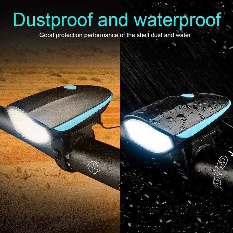 USB Rechargeable LED Display Light Bike Front Light Headlights Electric Horn Bell Cycling Rainproof Flashlight Waterproof Bicycle Lights With Horn Bike Lights For Road Electric Scooter And Mountain Bike Night Safety Flashlight - UrbanCycling.com