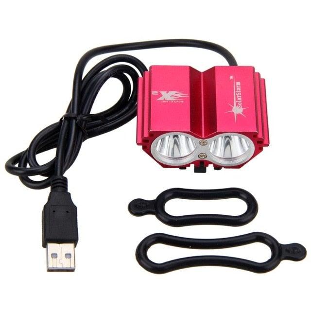 USB Waterproof Bike Light LED Front Bicycle Headlight Dual Lamps Super Bright LED Cycling Bike Light Front Headlight 4 Modes Bikelight Headlamp Rechargeable USB Led Lamp 8000LM - UrbanCycling.com