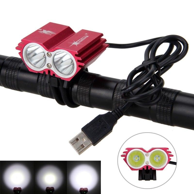 USB Waterproof Bike Light LED Front Bicycle Headlight Dual Lamps Super Bright LED Cycling Bike Light Front Headlight 4 Modes Bikelight Headlamp Rechargeable USB Led Lamp 8000LM - UrbanCycling.com