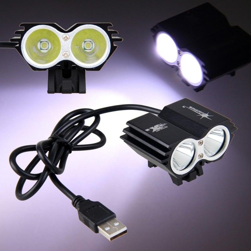 USB Waterproof Bike Light LED Front Bicycle Headlight Dual Lamps Super Bright LED Cycling Bike Light Front Headlight 4 Modes Bikelight Headlamp Rechargeable USB Led Lamp 8000LM - UrbanCycling.com