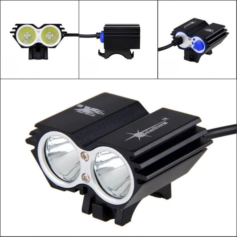 USB Waterproof Bike Light LED Front Bicycle Headlight Dual Lamps Super Bright LED Cycling Bike Light Front Headlight 4 Modes Bikelight Headlamp Rechargeable USB Led Lamp 8000LM - UrbanCycling.com