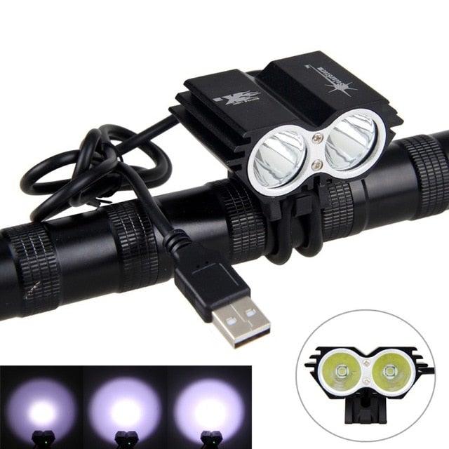 USB Waterproof Bike Light LED Front Bicycle Headlight Dual Lamps Super Bright LED Cycling Bike Light Front Headlight 4 Modes Bikelight Headlamp Rechargeable USB Led Lamp 8000LM - UrbanCycling.com