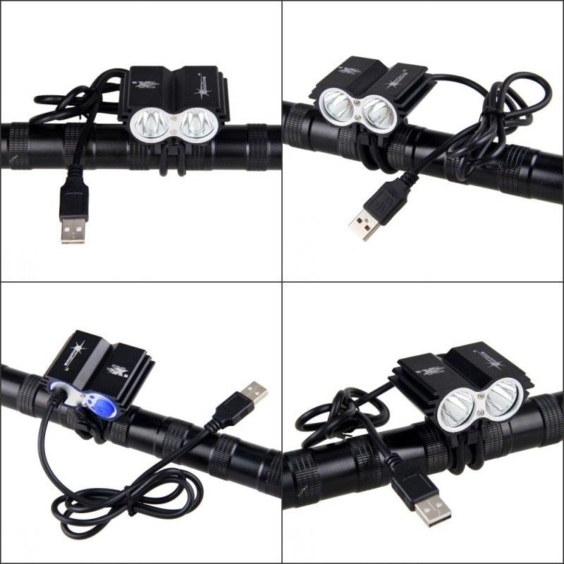USB Waterproof Bike Light LED Front Bicycle Headlight Dual Lamps Super Bright LED Cycling Bike Light Front Headlight 4 Modes Bikelight Headlamp Rechargeable USB Led Lamp 8000LM - UrbanCycling.com