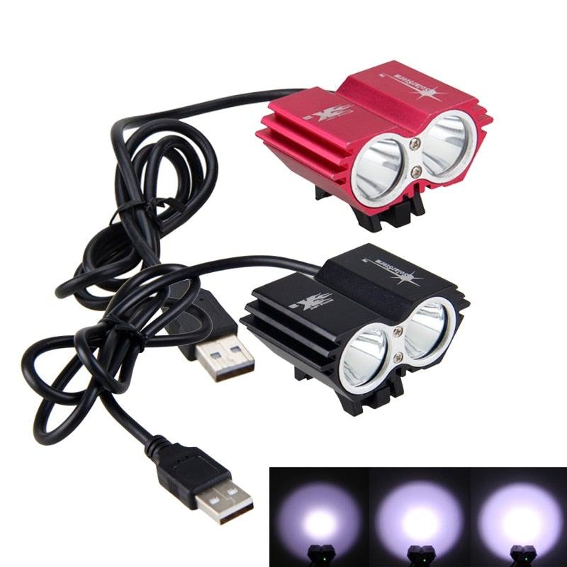 USB Waterproof Bike Light LED Front Bicycle Headlight Dual Lamps Super Bright LED Cycling Bike Light Front Headlight 4 Modes Bikelight Headlamp Rechargeable USB Led Lamp 8000LM - UrbanCycling.com