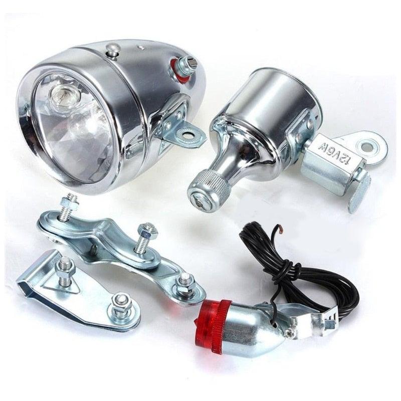 Vintage Bicycle Motorized Bike Friction 12V 6W Generator Headlight Tail Light Kit Bicycle Head Lamp Friction Light Suit Universal Friction Generator Headlight And Tail Light Kit For Bicycle Motorized Bike - UrbanCycling.com