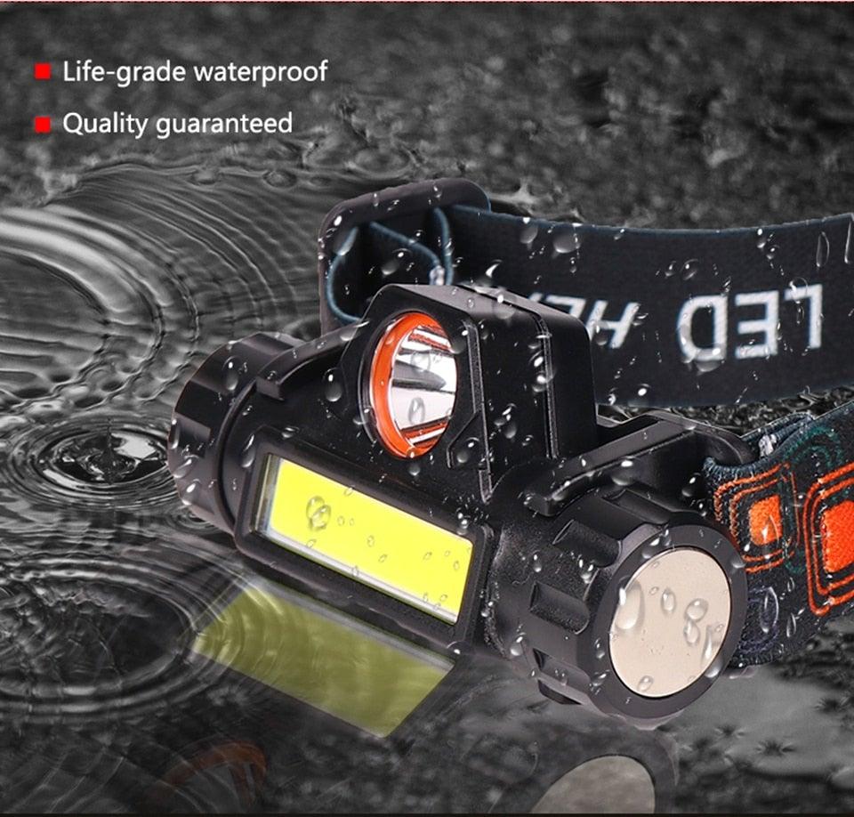 Waterproof 2 Light Mode USB LED Headlight With Magnet Rechargeable Headlamp Built - in 18650 Battery Flashlight COB Work Light For Outdoor Camping Cycling Fishing Headlamp Flashlight - UrbanCycling.com