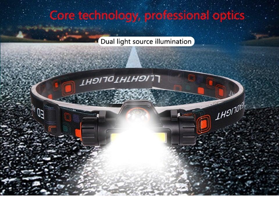 Waterproof 2 Light Mode USB LED Headlight With Magnet Rechargeable Headlamp Built - in 18650 Battery Flashlight COB Work Light For Outdoor Camping Cycling Fishing Headlamp Flashlight - UrbanCycling.com