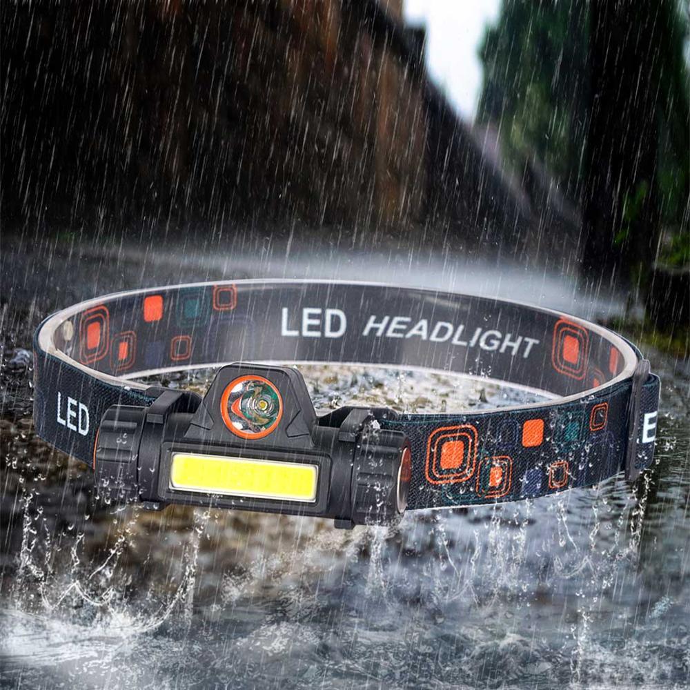 Waterproof 2 Light Mode USB LED Headlight With Magnet Rechargeable Headlamp Built - in 18650 Battery Flashlight COB Work Light For Outdoor Camping Cycling Fishing Headlamp Flashlight - UrbanCycling.com
